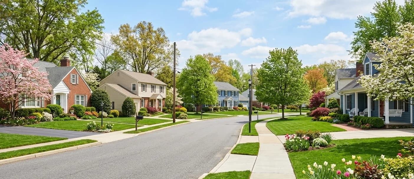 Neighborhood street and homes — we tailor care to your household